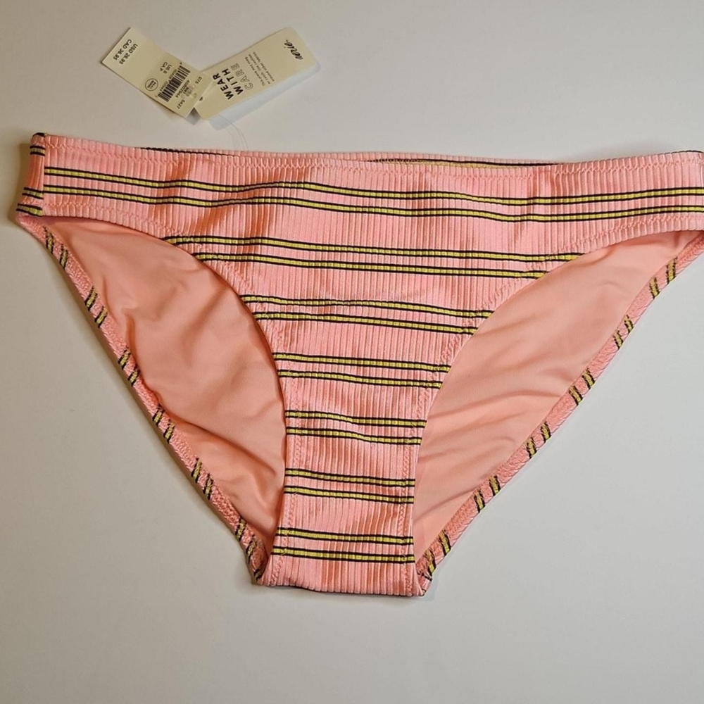 Aerie Pink and Yellow Stripes Bikini  Bottom